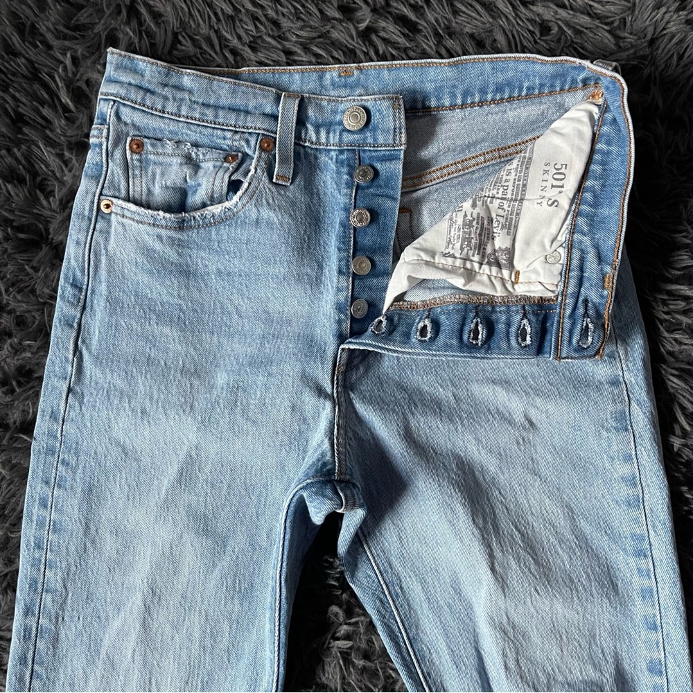 Levi's 501 S Blue Button Fly Women’s Skinny Jeans 27x30